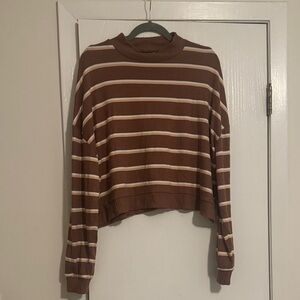 SO Women's Brown and Cream Striped Long Sleeve Top